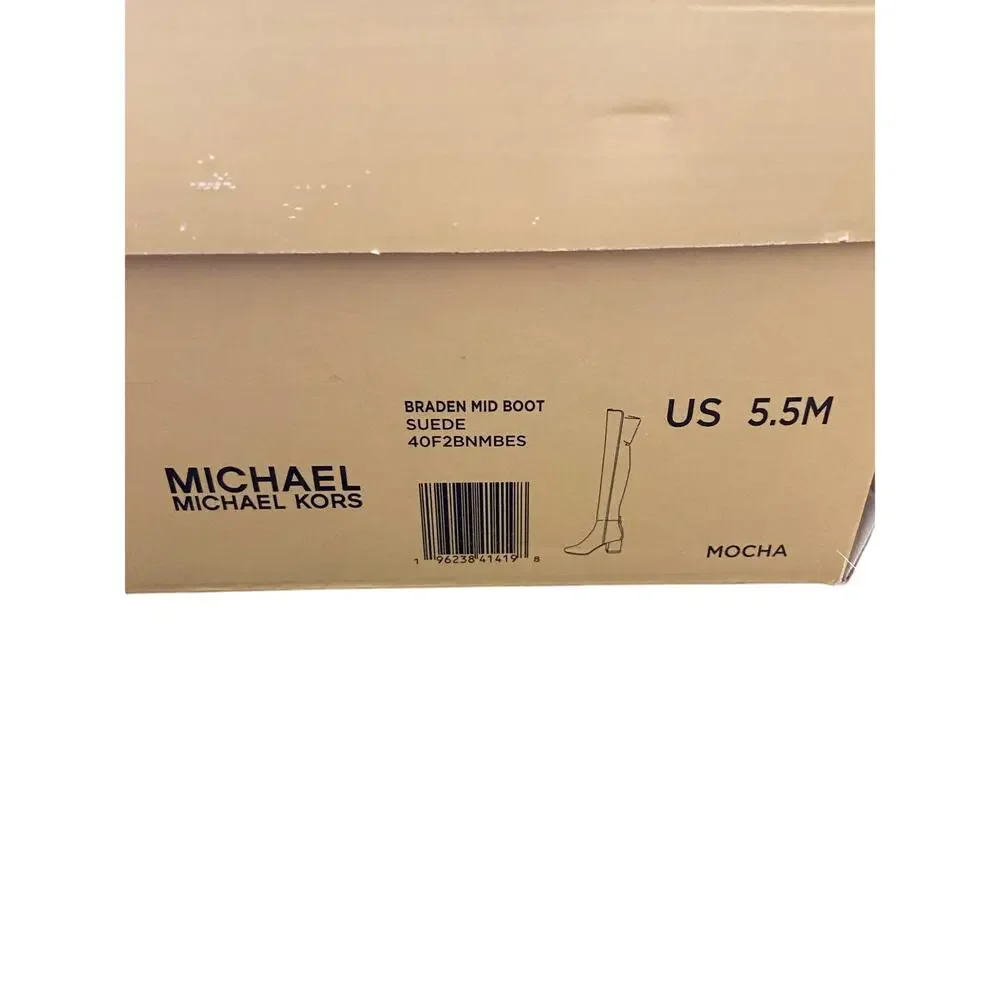 Michael Kors Braden Mid Boots Block Heel Faux Suede Going Out Fall Festival 5.5M